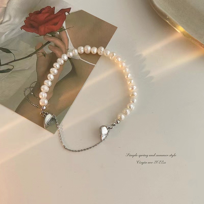 Lovely Magnetic Natural Freshwater Pearl Bracelet Female Online Influencer Bracelet Fashion All-Match Vintage Jewelry