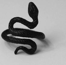 欧美跨境爆款个性嘻哈金属灵蛇戒指蛇形朋克风黑蛇指环潮厂家批发