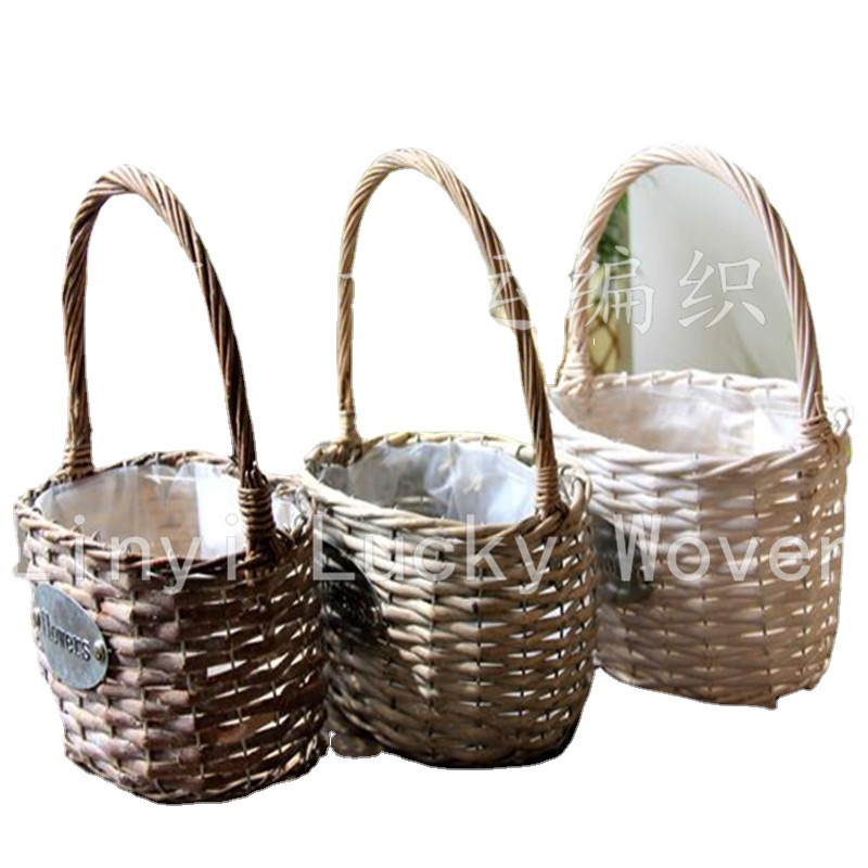 Lucky Weaving Manufacturers Export High-Grade Wicker Gardening Portable Flower Basket Wicker Garden Basket Flowerpot Wicker Products
