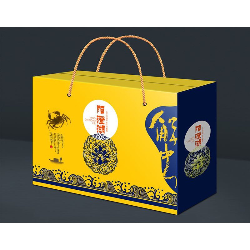 中秋手提袋螃蟹礼盒阳澄湖大闸蟹盒泡沫梭子蟹礼品盒空盒