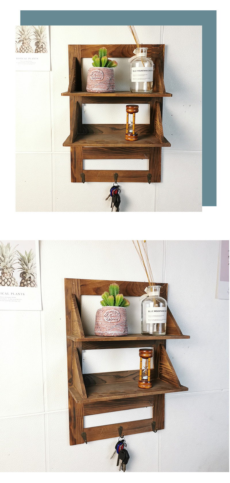 壁挂式储物架浴室置物架收纳架木墙壁挂架木质卫浴木架