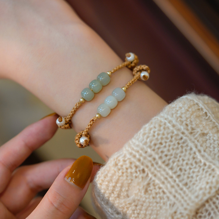 回馈价!玺品珠宝天然和田玉珠幸运编绳手链女秋2021年新款女-阿里巴巴