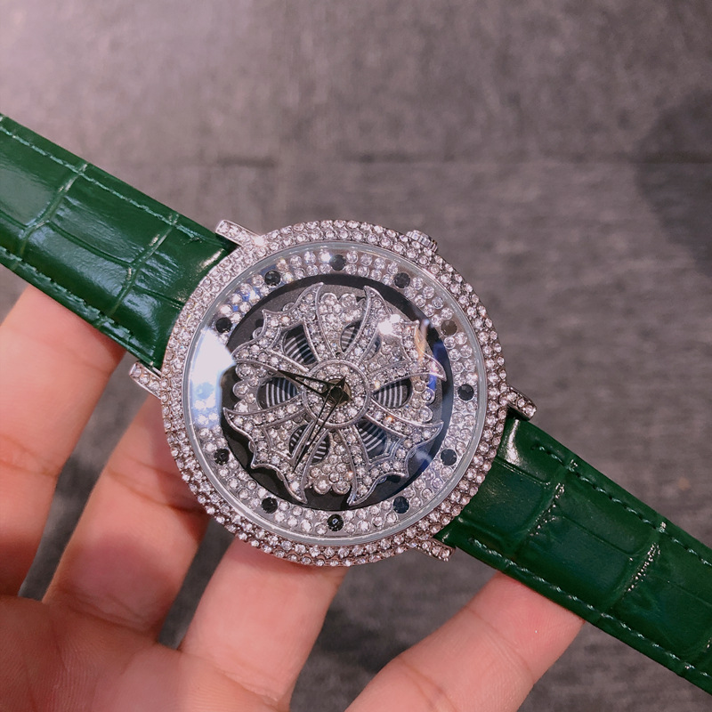 2021年新款双层时来运转克罗心男士满钻手表男抖音直播爆款防水表