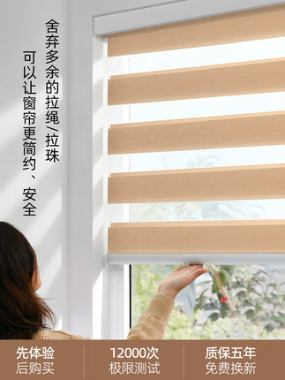 Cordless Shutter Double-Layer Shading Soft Gauze Curtain Sunshade Office Foreign Trade Wholesale Custom Drop-down Double Roller Blind Waterproof