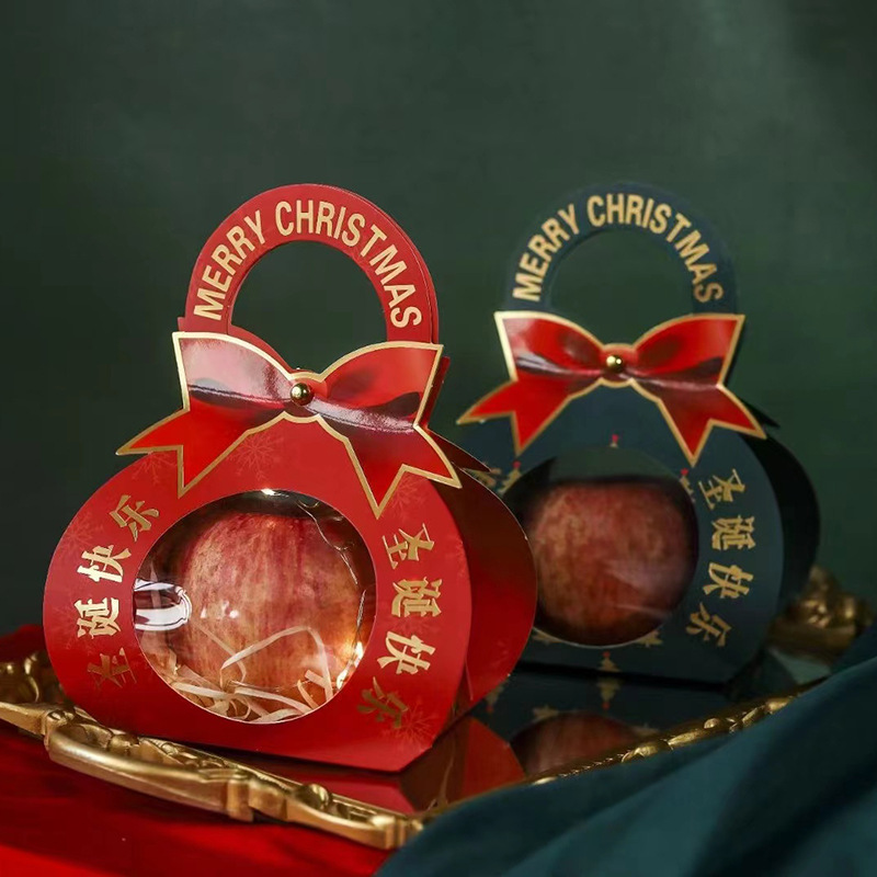 网红新款苹果包装盒圣诞节平安夜平安果包装手提盒圣诞节苹果礼盒