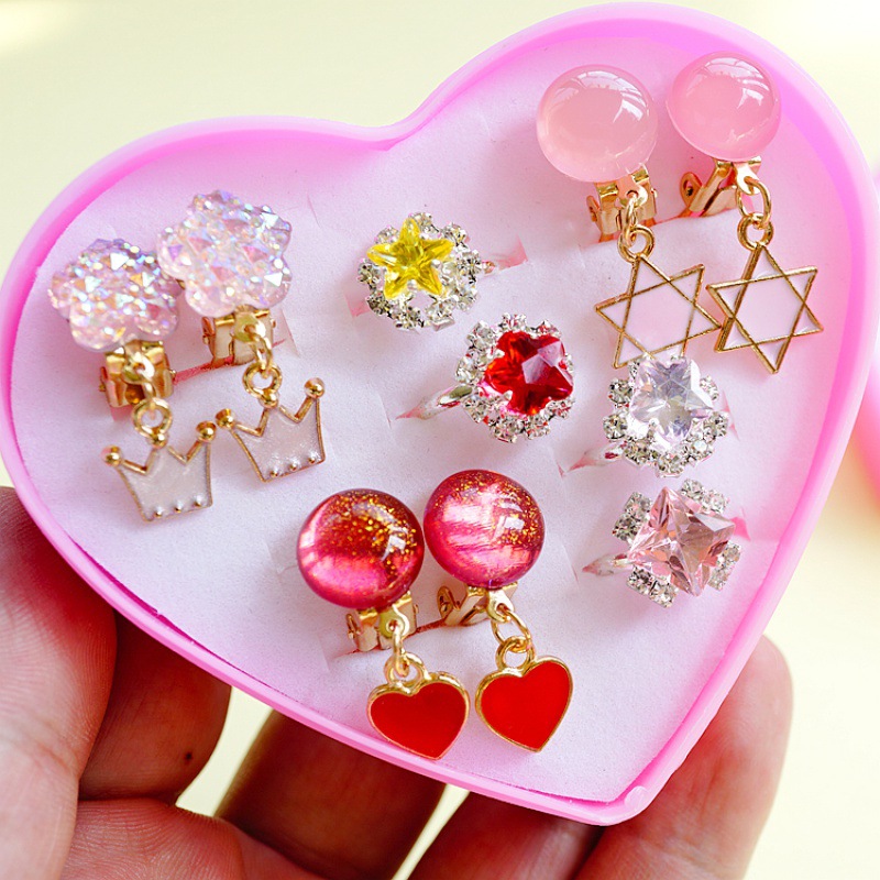 女童耳夹女孩无耳洞儿童防痛假耳钉饰品 耳坠小公主韩系耳环