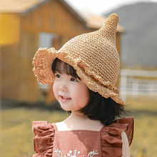 儿童草帽夏季宝宝韩版渔夫帽手工编织帽子儿童休闲遮阳帽沙滩盆帽