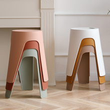 家用塑料凳子创意风车圆凳加厚可叠放胶凳现代餐桌吃饭椅子高板张