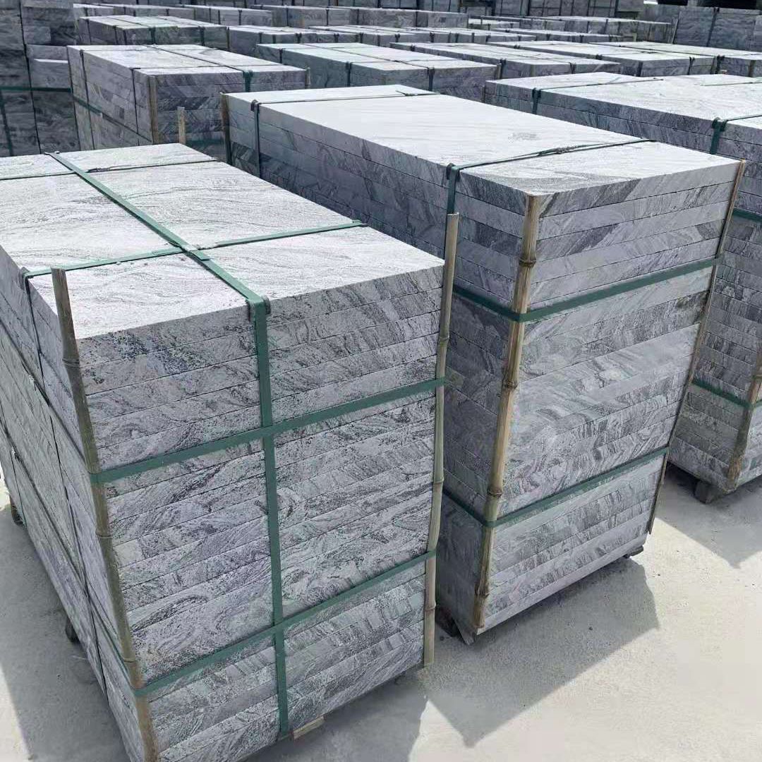 湖北幻彩麻石材厂家 幻彩麻海浪花花岗岩 火烧板幻彩灰地铺石