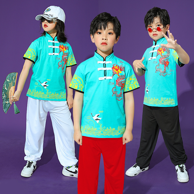 六一儿童节武术服男童中国功夫表演服装小学生练功服女童短袖夏季