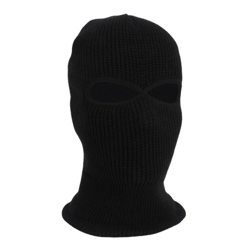 Cross-Border Winter Thermal Headgear Mask Two-Hole Knitted Woolen Cap Men's and Women's Outdoor Riding Cold-Proof Mask Sleeve Cap
