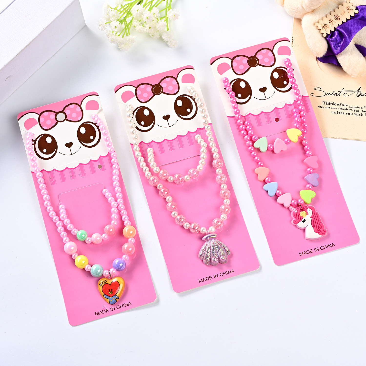 children‘s necklace female unicorn cartoon princess jewelry girls bracelet baby accessories kids necklace wholesale