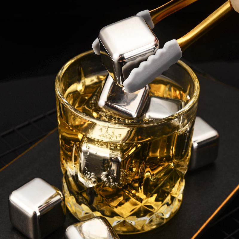 Stainless Steel Ice Cube 304 Food Grade Quick-Frozen Whisky Stone Set Metal Ice Cube Red Wine Whiskey Ice Cubes