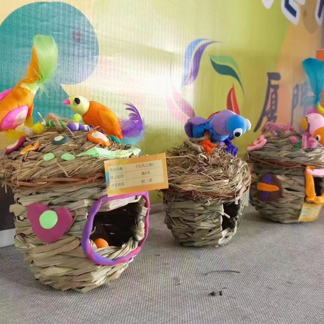 源头现货草编鸟窝跨境爆款手工编制鸟巢鸟笼园林装饰鸟舍生态鸟屋￥5