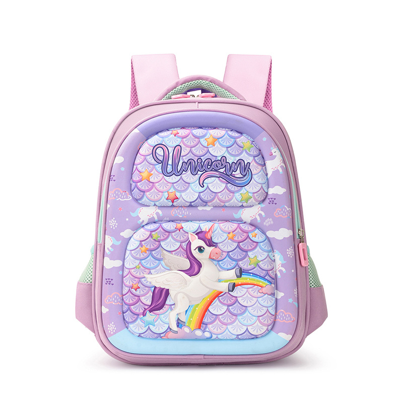 Spring New 1-4 Grade Boys and Girls Cute Cartoon Backpack Large Capacity Wear-Resistant Burden-Reducing Schoolbag for Primary School Students