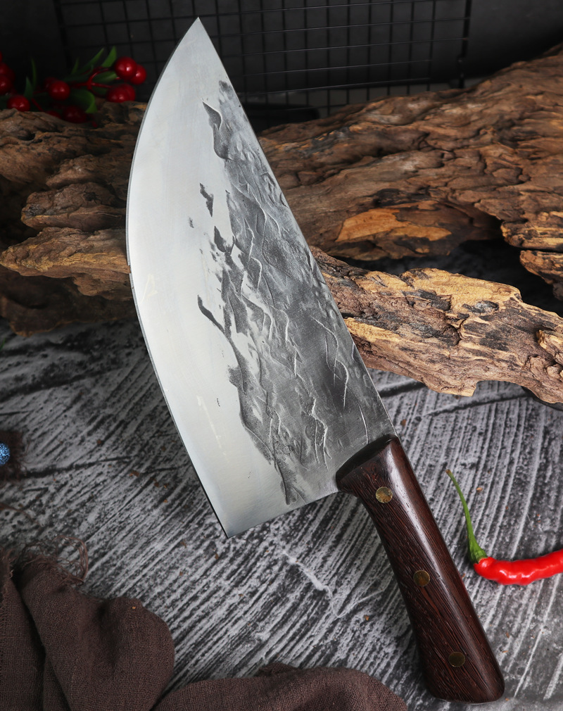 批发手工锻打锤纹斩切剔骨刀弯刀屠宰割肉杀猪切肉分割多用刀尖刀