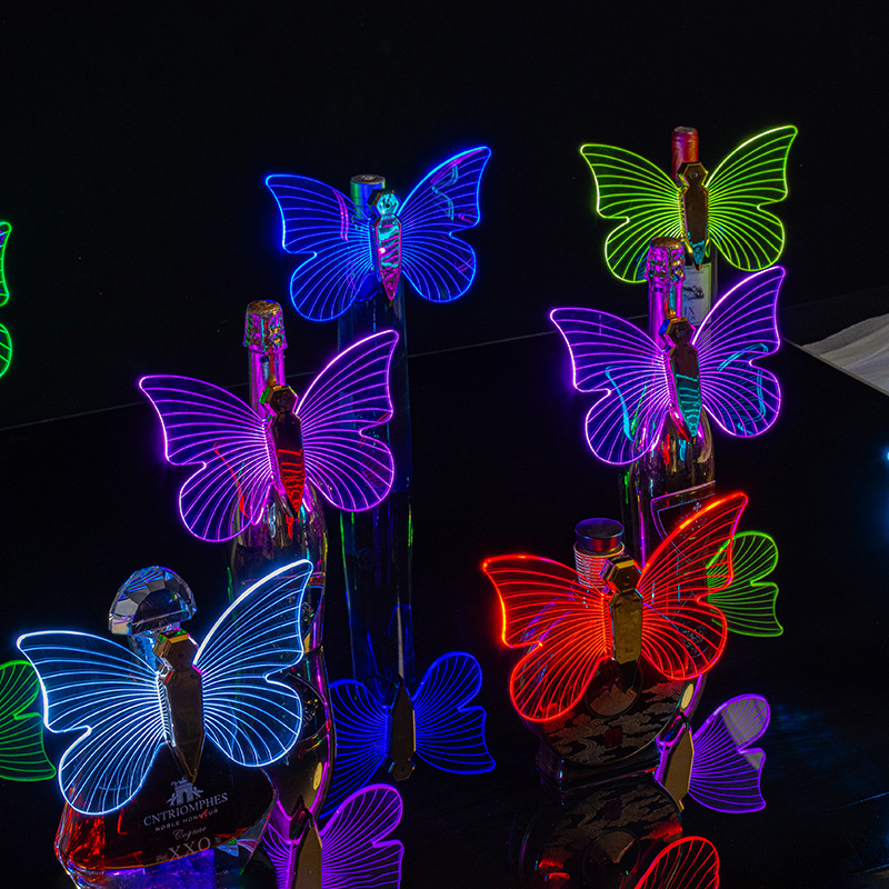 Cross Mirror Led Light-Emitting Butterfly Wings Champagne Head Flash Stick Wine Sleeve Colorful Glow Stick Bar Ktv Atmosphere Props