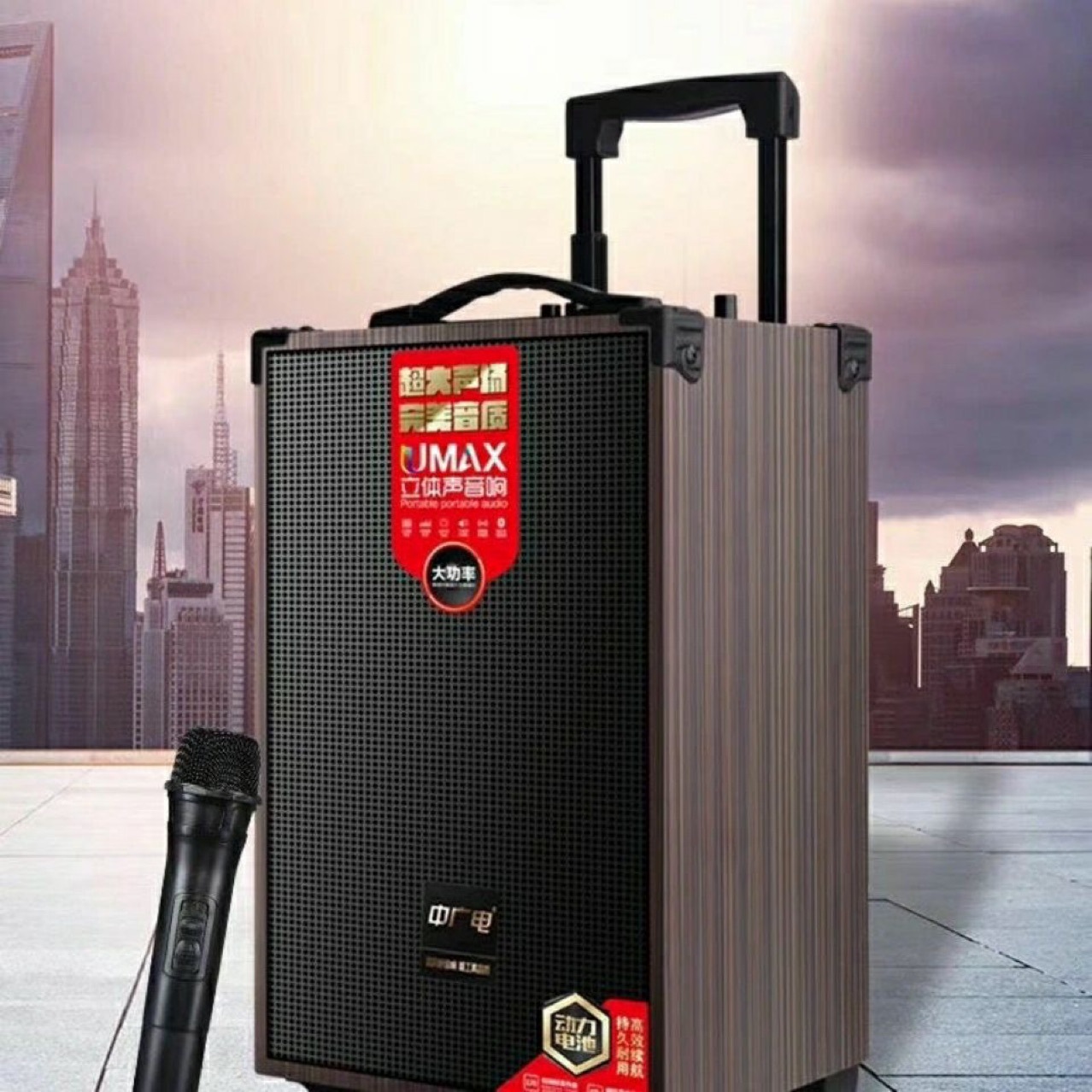 广场舞音响大功率户外k歌带无线话筒直播声卡移动拉杆音箱蓝牙拉