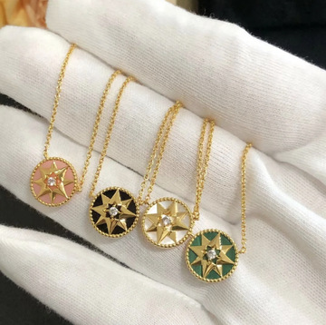 精品d家八芒星幸运罗盘航海罗盘项链厚镀18k高版轻奢气质项链女