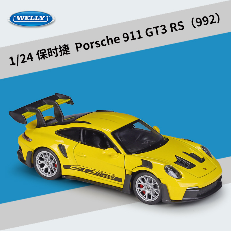 威利welly 1:24保时捷911gt3rs(992)跑车仿真合金成品汽车模型