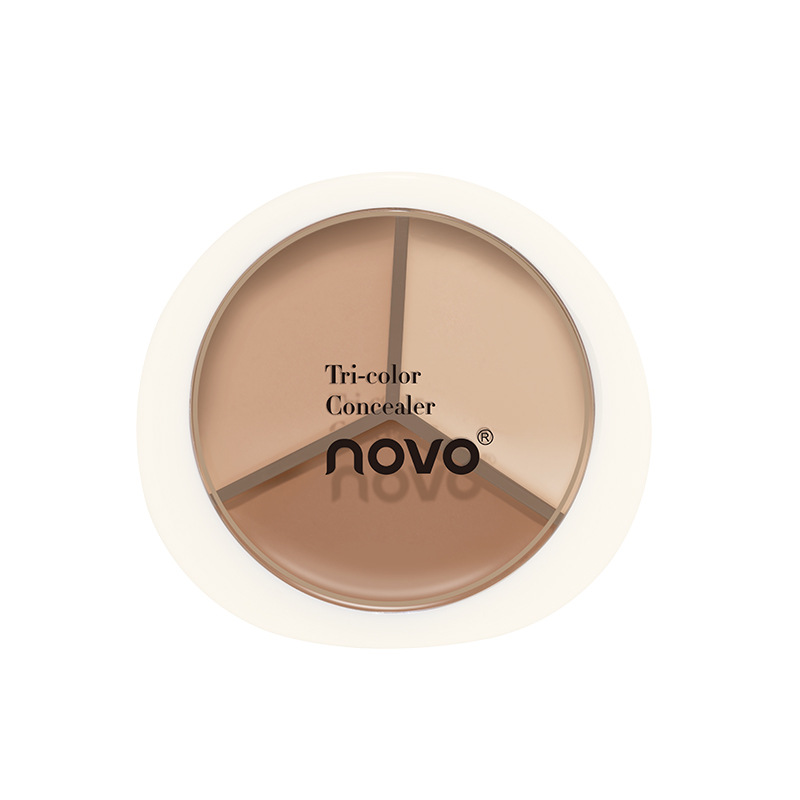 Novo Three Colors Concealer Long-Lasting Moisturizing Concealer Dark Circles Acne Marks Brightening Repair Tear Groove Concealer Plate Authentic