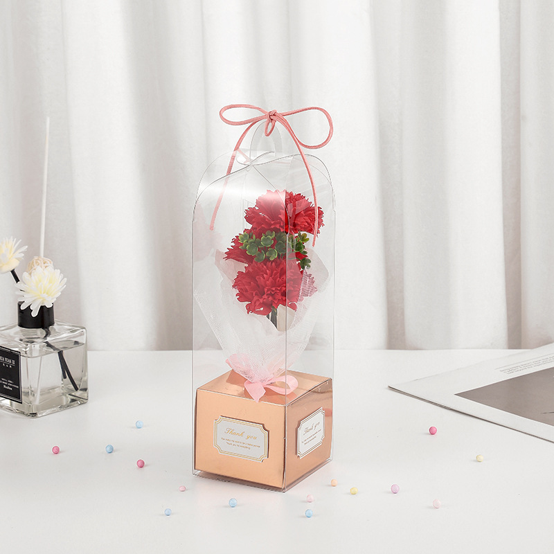 Soap Flower Rose Carnation Preserved Fresh Babysbreath Pvc Flower Box Valentine's Day Mother's Day Gift Creative