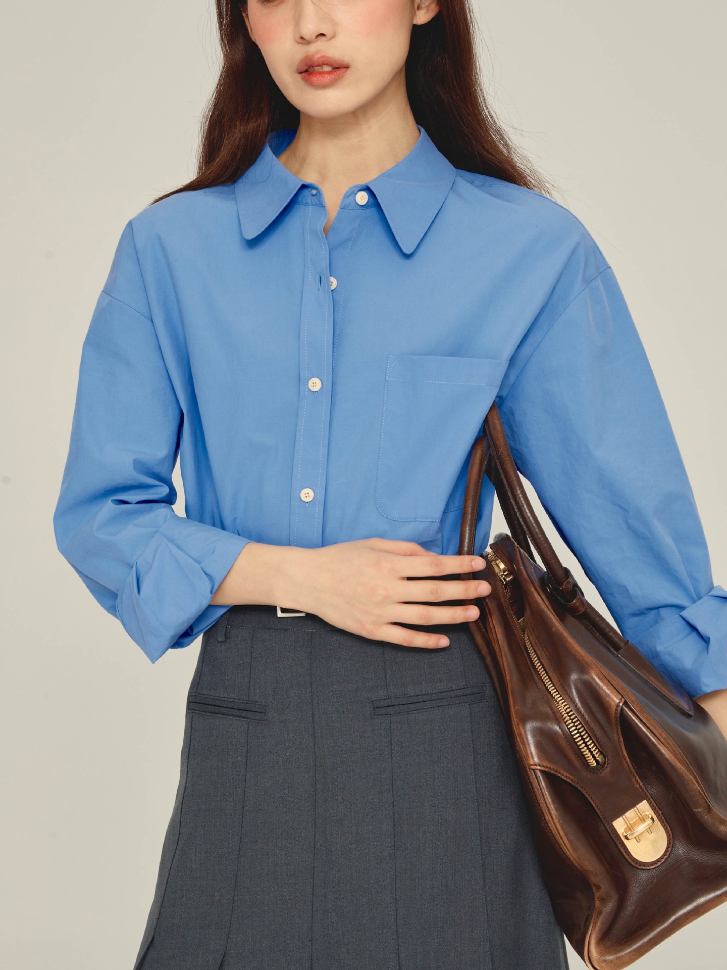 syyshy"如果只买壹件"高品质2024春夏女蓝粉两色衬衣版型-阿里巴巴