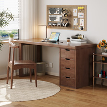 全实木双人书桌家用成人台式电脑桌简易办公桌卧室学生学习写字桌