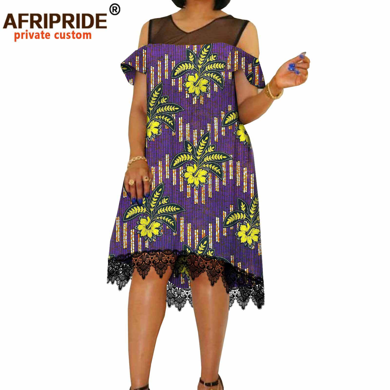Foreign Trade New African Ethnic Batik Printed Cotton Lace Dress Dress Afripride