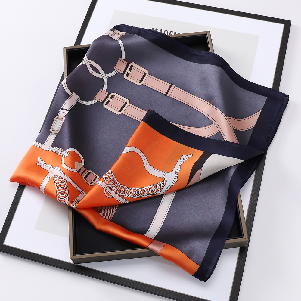 2024 Spring New Small Silk Scarf Artificial Silk Square Scarf Women's Fashion All-Match Scarf High Sense Small Scarf Wholesale