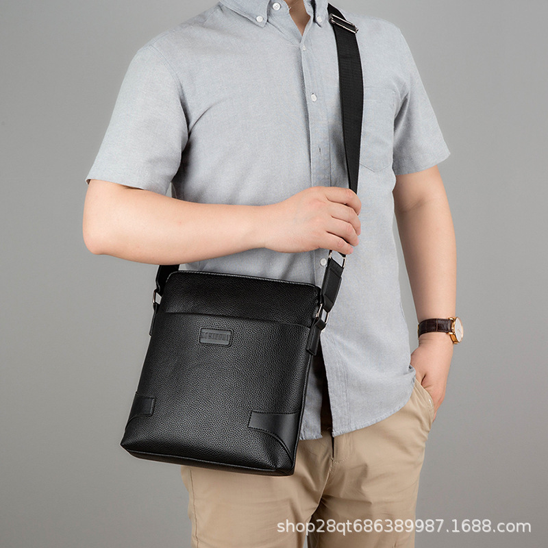 Quality Men's Bag Business PU Leather Mobile Phone Bag Fashion Shoulder Messenger Bag Business Travel Document Bag Men One Piece Dropshipping