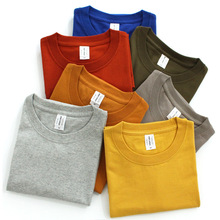 UL265g日本全棉厚实重磅咔叽 纯色圆筒无缝桶织 圆领短袖T恤男女