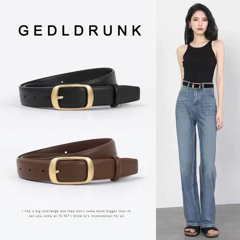popular belt all-matching jeans women‘s loose waistband black fashion 2023 new ornament high-grade simple