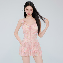 2025新款泳衣女连体裙式仙女范遮肚显瘦性感韩国ins风泡温泉泳装