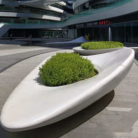 定制玻璃钢树池坐凳三角形广场公园花池围边创意玻璃纤维休息坐凳