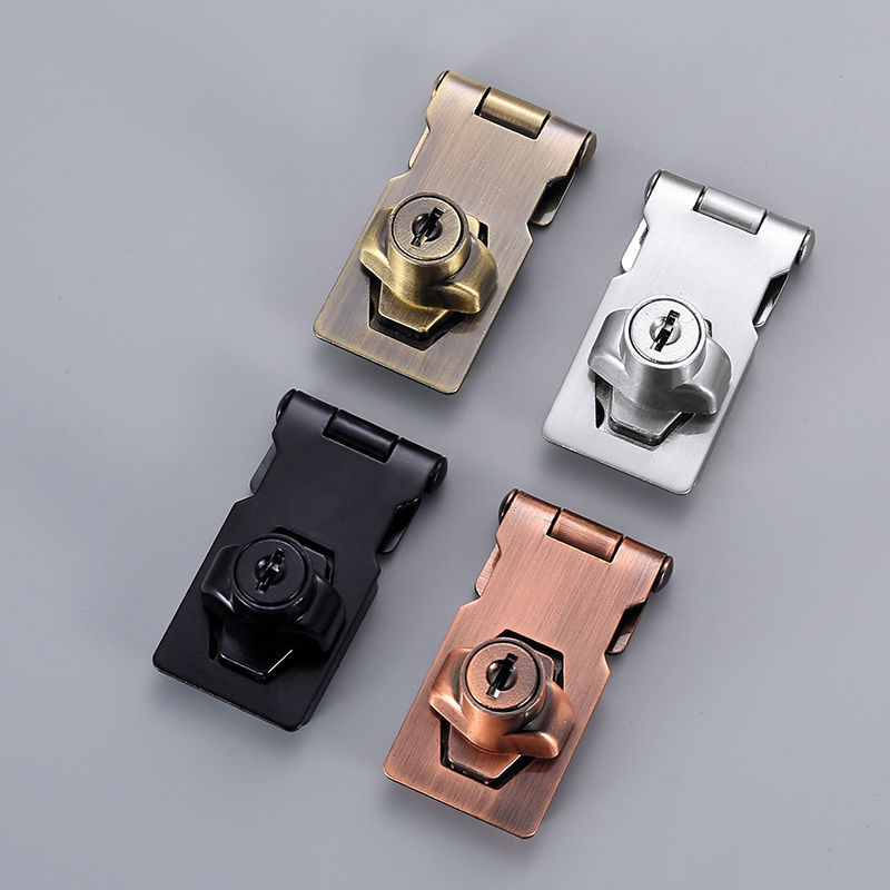 带锁锁牌柜门锁扣搭扣老式柜子锁具免开孔办公桌抽屉锁衣柜锁门扣