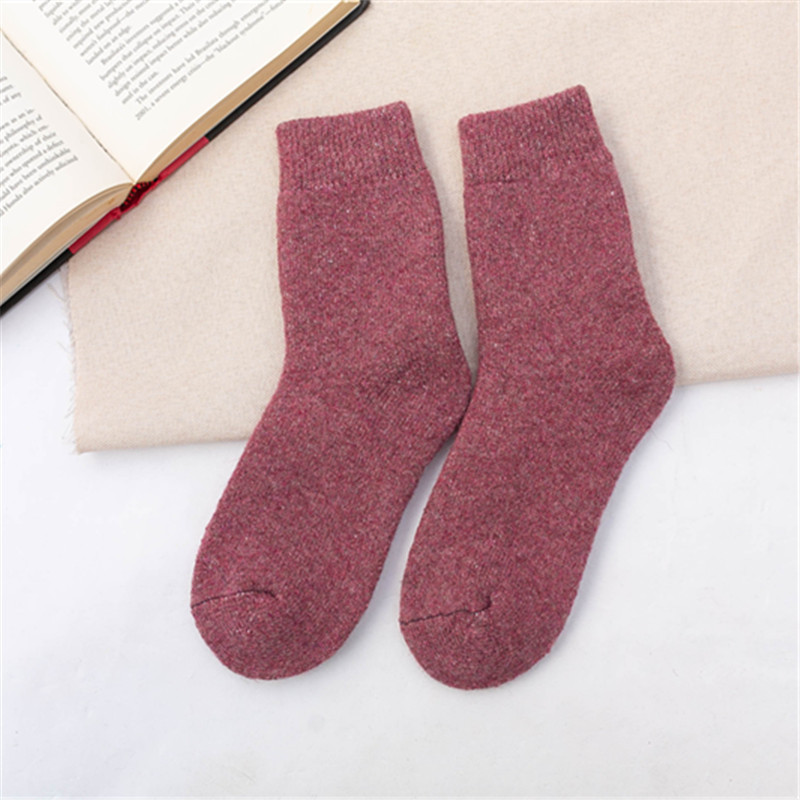Winter Super Thick Wool Socks for Men and Women Warm Wool Socks Thickened Fleece-Lined Terry Sock Solid Color Wool Socks