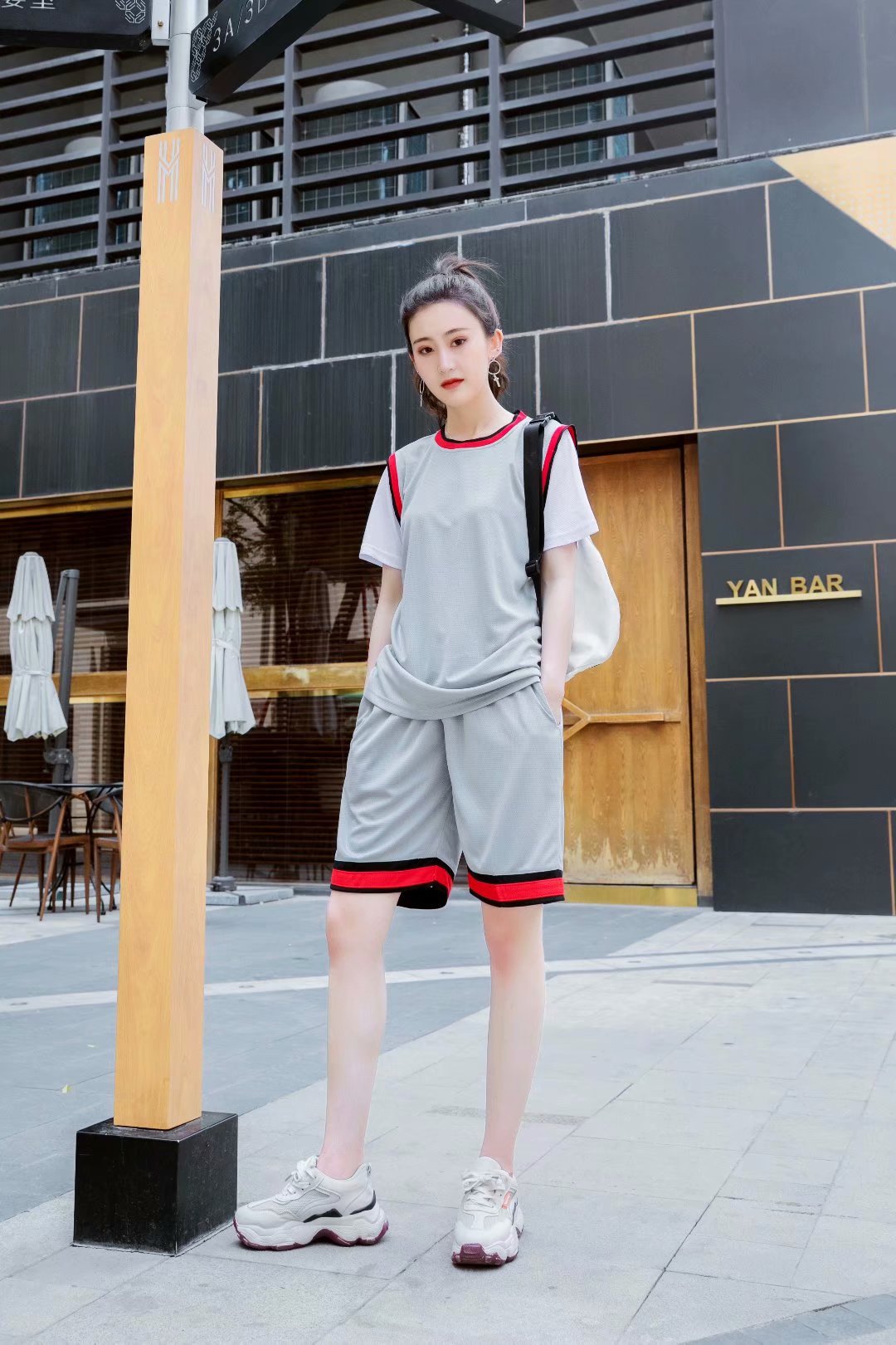 短袖假两件学生篮球服女生套装女子透气运动比赛队服m-6xl