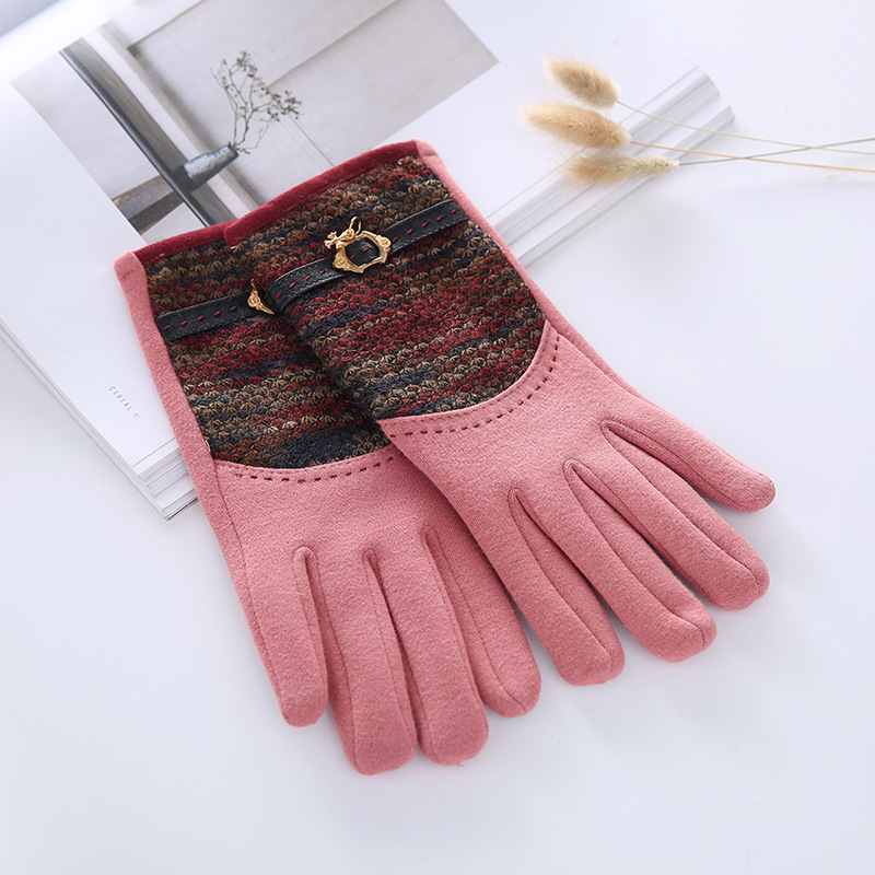 Factory Direct Sales Micro Velvet Winter Finger Gloves Fleece Lined Cold-Proof Sports Riding Gloves Women's Gloves