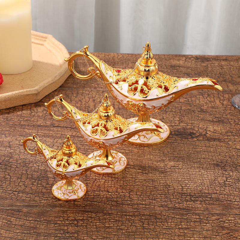 Light Luxury Golden Pattern Lamp of Aladdin Court Dinner Decoration Decoration Magic Lamp Magic Lamp Crafts Decoration