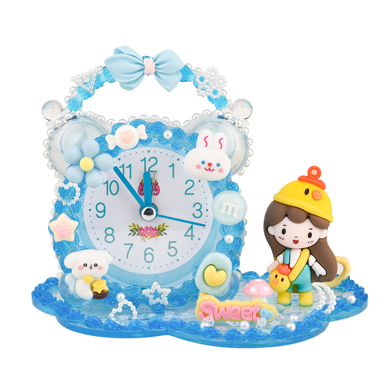 2024 New Year Handmade Diy Cream Glue Small Alarm Clock Creative Educational Toys Homemade Clock Girl Gift