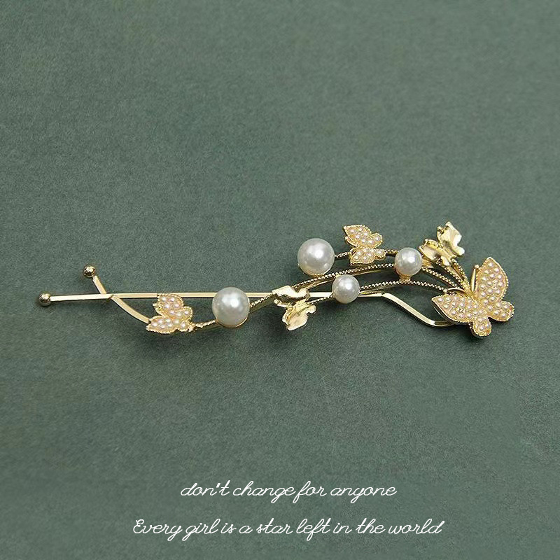 Korean Style New Butterfly Side Clip Female Side Clip Fashion Word Clip Duckbill Clip Elegant Hair Pin Girl Barrettes