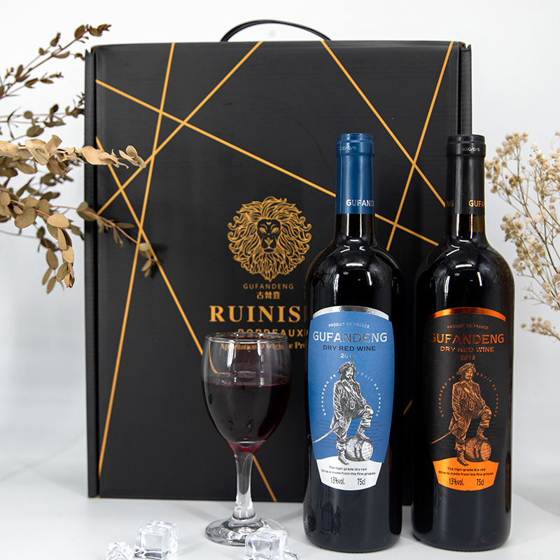 鹏辉红酒批发古梵登镖士干红葡萄酒750ml红酒礼盒装双支2瓶装13度