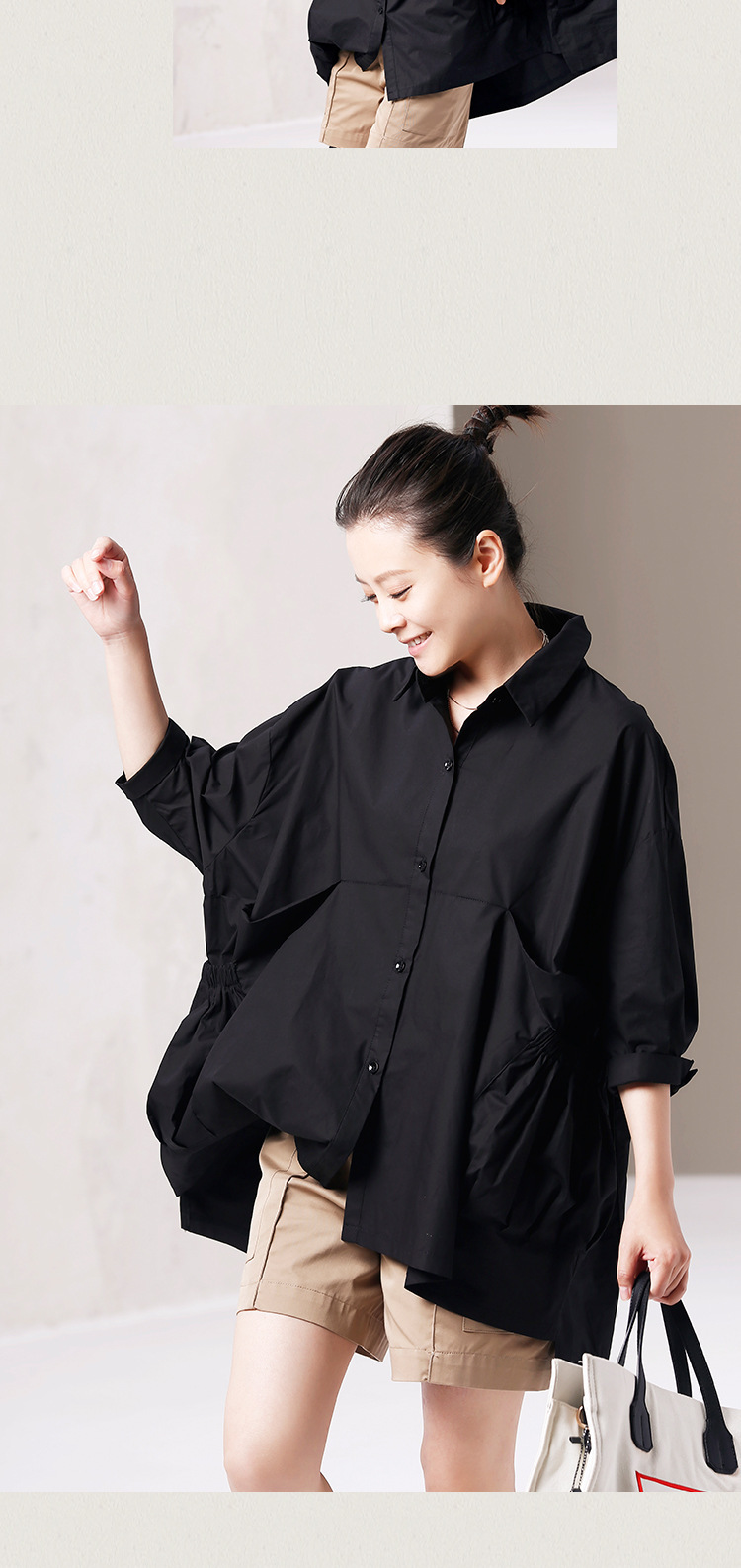 白衬衫女2022夏季新款七分袖宽松休闲大码韩版中长款棉布衬衫