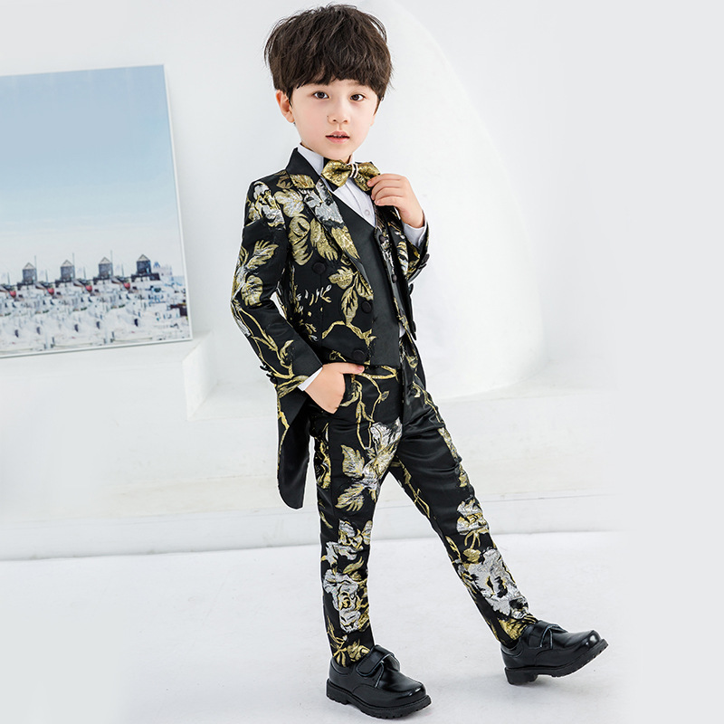 儿童西服花童男童礼服套装男孩小西装宝宝演出服燕尾服帅气英伦风