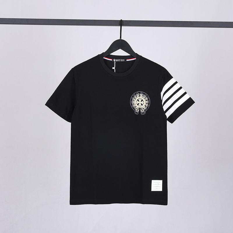 欧美高街ins时尚潮牌tb新款梵文符号重影3d高清印花纯棉情侣装t恤