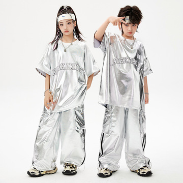 街舞儿童潮服嘻哈男童潮范hiphop亮皮女童爵士舞蹈炸街舞台演出服