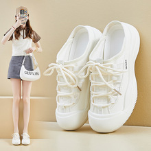 2024夏季新款半托小白鞋女镂空透气学生板鞋休闲鞋增高ins潮P808