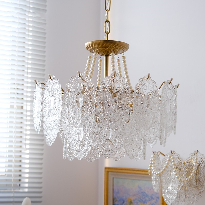 法式轻奢网红玻璃珍珠吊灯美式餐厅卧室客厅衣帽间设计师样板间灯