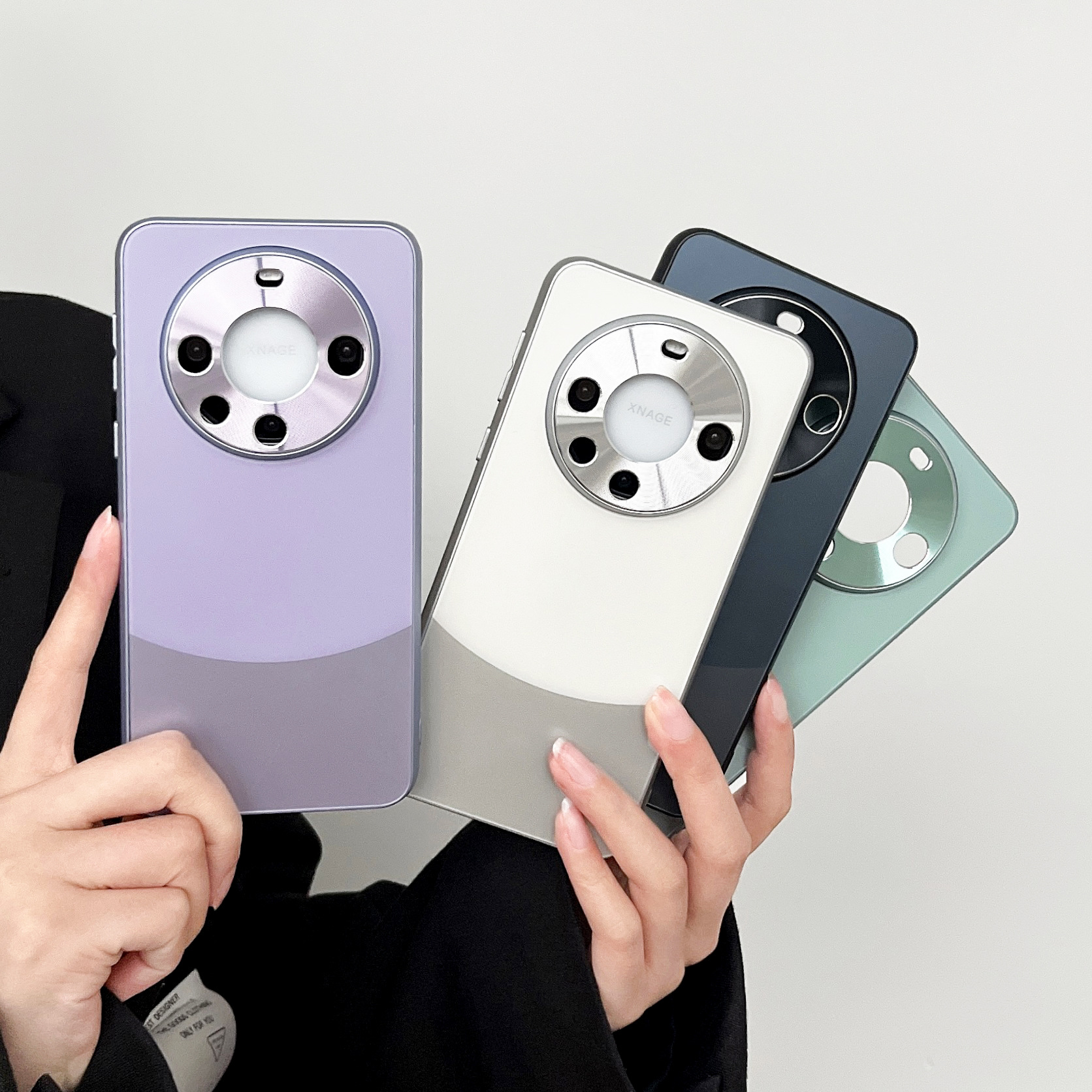 适用华为mate60pro手机壳原机色磨砂玻璃mate60金属镜头保护套